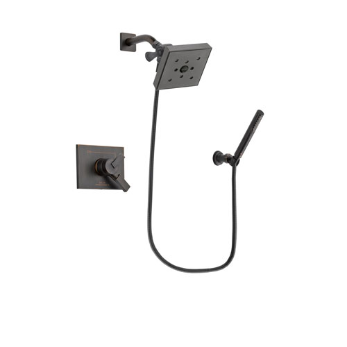 Delta Vero Venetian Bronze Finish Dual Control Shower Faucet System Package with Square Shower Head and Cylindrical Wall-Mount Handheld Shower Stick Includes Rough-in Valve DSP3316V