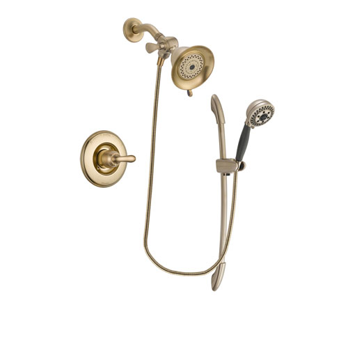 Delta Linden Champagne Bronze Finish Shower Faucet System Package with Water-Efficient Shower Head and 5-Spray Handshower with Slide Bar Includes Rough-in Valve DSP3332V