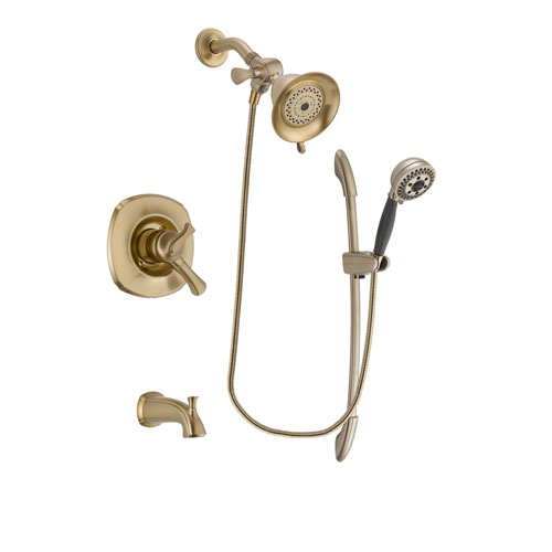 Delta Addison Champagne Bronze Finish Dual Control Tub and Shower Faucet System Package with Water-Efficient Shower Head and 5-Spray Handshower with Slide Bar Includes Rough-in Valve and Tub Spout DSP3337V