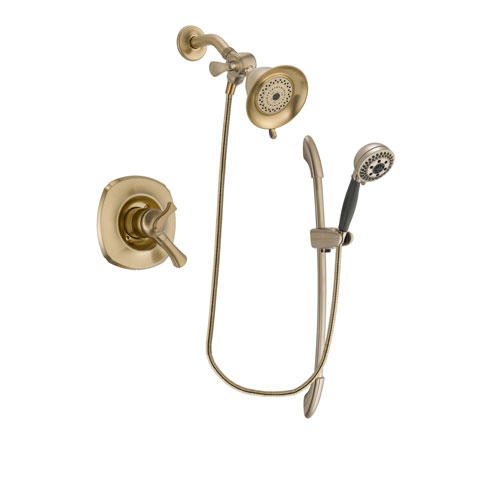 Delta Addison Champagne Bronze Finish Dual Control Shower Faucet System Package with Water-Efficient Shower Head and 5-Spray Handshower with Slide Bar Includes Rough-in Valve DSP3338V