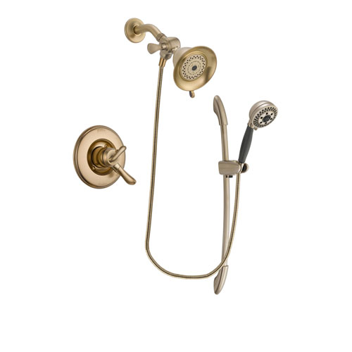 Delta Linden Champagne Bronze Finish Dual Control Shower Faucet System Package with Water-Efficient Shower Head and 5-Spray Handshower with Slide Bar Includes Rough-in Valve DSP3340V