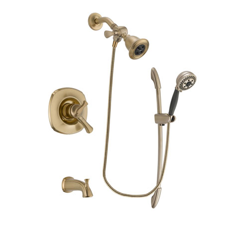 Delta Addison Champagne Bronze Finish Dual Control Tub and Shower Faucet System Package with Water Efficient Showerhead and 5-Spray Handshower with Slide Bar Includes Rough-in Valve and Tub Spout DSP3363V