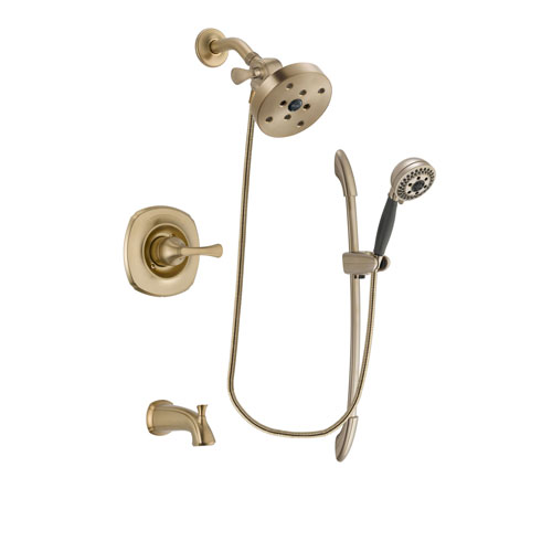 Delta Addison Champagne Bronze Finish Tub and Shower Faucet System Package with 5-1/2 inch Showerhead and 5-Spray Handshower with Slide Bar Includes Rough-in Valve and Tub Spout DSP3407V