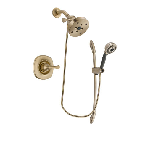 Delta Addison Champagne Bronze Finish Shower Faucet System Package with 5-1/2 inch Showerhead and 5-Spray Handshower with Slide Bar Includes Rough-in Valve DSP3408V