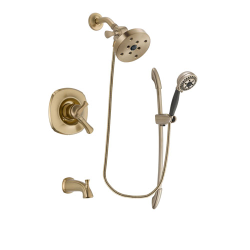 Delta Addison Champagne Bronze Finish Dual Control Tub and Shower Faucet System Package with 5-1/2 inch Showerhead and 5-Spray Handshower with Slide Bar Includes Rough-in Valve and Tub Spout DSP3415V