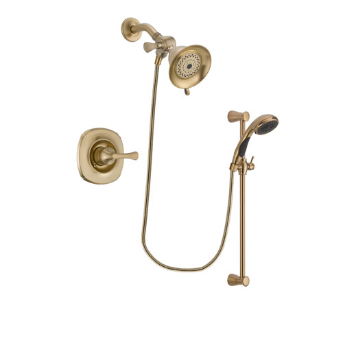 Delta Addison Champagne Bronze Finish Shower Faucet System Package with Water-Efficient Shower Head and Personal Handheld Shower Sprayer with Slide Bar Includes Rough-in Valve DSP3434V