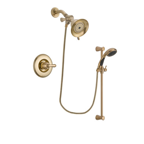 Delta Linden Champagne Bronze Finish Shower Faucet System Package with Water-Efficient Shower Head and Personal Handheld Shower Sprayer with Slide Bar Includes Rough-in Valve DSP3436V