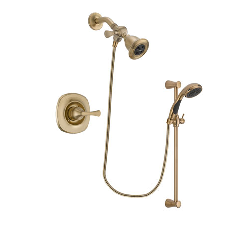 Delta Addison Champagne Bronze Finish Shower Faucet System Package with Water Efficient Showerhead and Personal Handheld Shower Sprayer with Slide Bar Includes Rough-in Valve DSP3460V