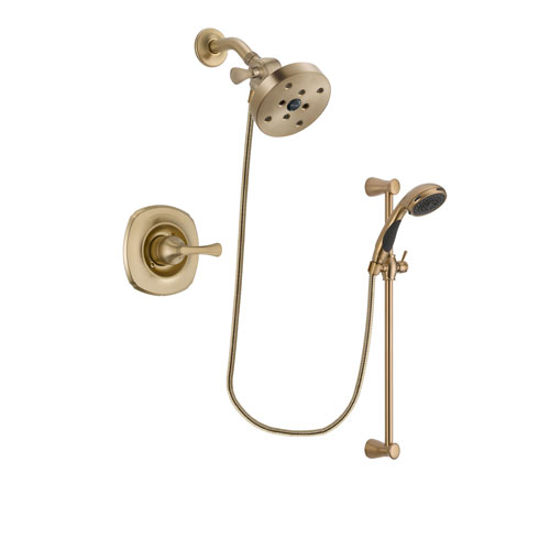 Delta Addison Champagne Bronze Finish Shower Faucet System Package with 5-1/2 inch Showerhead and Personal Handheld Shower Sprayer with Slide Bar Includes Rough-in Valve DSP3512V