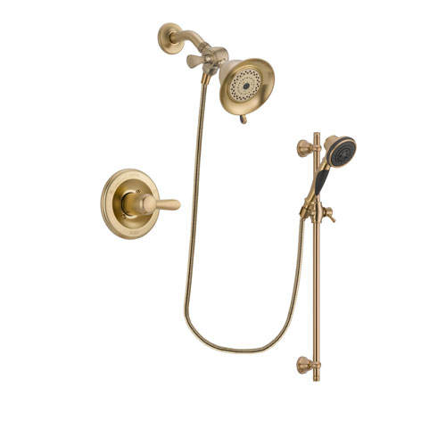 Delta Lahara Champagne Bronze Finish Shower Faucet System Package with Water-Efficient Shower Head and Personal Handheld Shower Spray with Slide Bar Includes Rough-in Valve DSP3534V