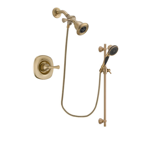 Delta Addison Champagne Bronze Finish Shower Faucet System Package with Water Efficient Showerhead and Personal Handheld Shower Spray with Slide Bar Includes Rough-in Valve DSP3564V