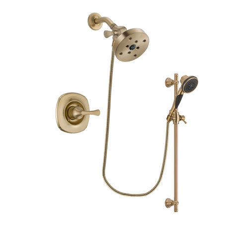 Delta Addison Champagne Bronze Finish Shower Faucet System Package with 5-1/2 inch Showerhead and Personal Handheld Shower Spray with Slide Bar Includes Rough-in Valve DSP3616V