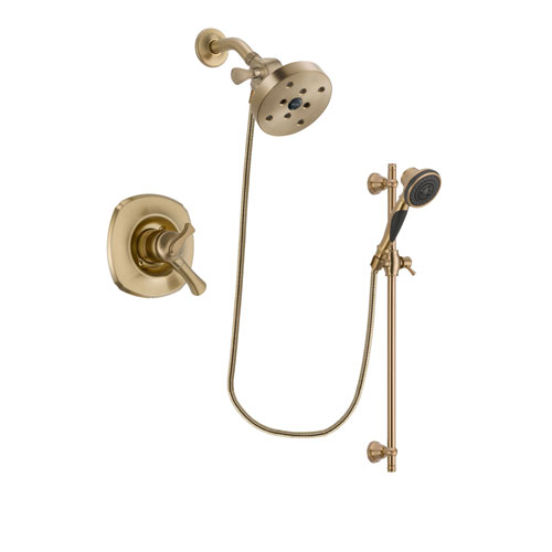 Delta Addison Champagne Bronze Finish Dual Control Shower Faucet System Package with 5-1/2 inch Showerhead and Personal Handheld Shower Spray with Slide Bar Includes Rough-in Valve DSP3624V