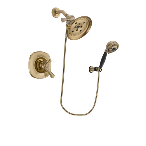Delta Addison Champagne Bronze Finish Dual Control Shower Faucet System Package with Large Rain Shower Head and 5-Spray Wall Mount Hand Shower Includes Rough-in Valve DSP3806V