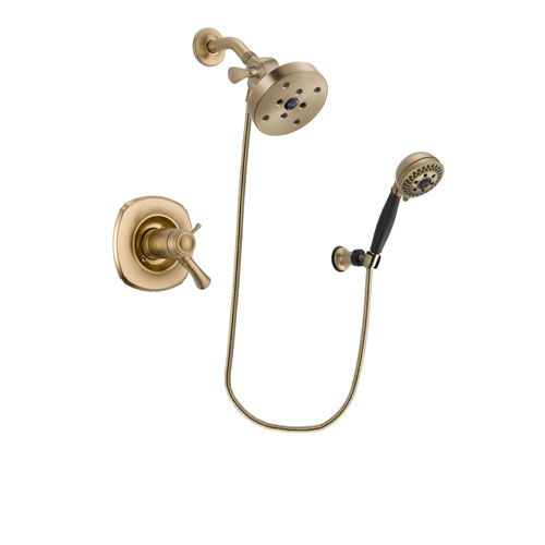 Delta Addison Champagne Bronze Finish Thermostatic Shower Faucet System Package with 5-1/2 inch Showerhead and 5-Spray Wall Mount Hand Shower Includes Rough-in Valve DSP3816V