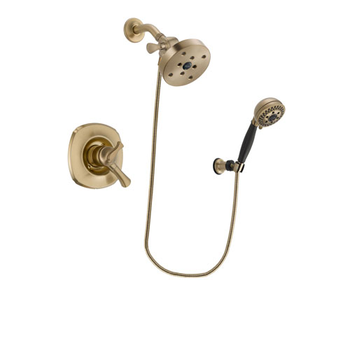 Delta Addison Champagne Bronze Finish Dual Control Shower Faucet System Package with 5-1/2 inch Showerhead and 5-Spray Wall Mount Hand Shower Includes Rough-in Valve DSP3832V