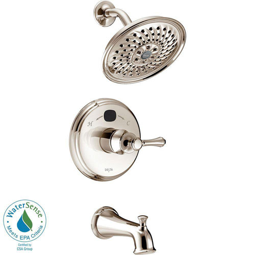 Qty (1): Delta Temp2O Traditional 1 Handle Tub and Shower Faucet Trim Kit in Polished Nickel
