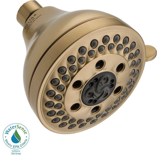 Qty (1): Delta 5 Spray 4 1 8 inch H2OKinetic Showerhead in Champagne Bronze