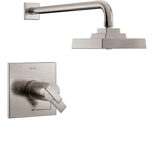 Qty (1): Delta Ara TempAssure 17T Series 1 Handle Shower Faucet Trim Kit Only in Stainless Steel Finish