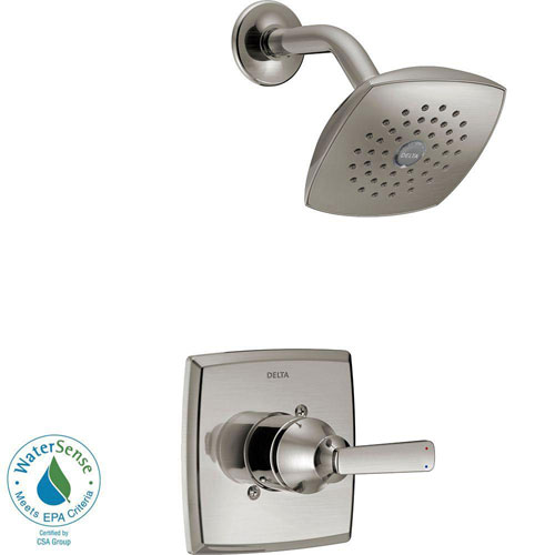 Qty (1): Delta Ashlyn 1 Handle Pressure Balance Shower Faucet Trim Kit in Stainless Steel Finish