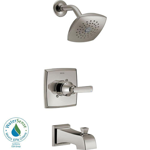 Qty (1): Delta Ashlyn 1 Handle Pressure Balance Tub and Shower Faucet Trim Kit in Stainless Steel Finish