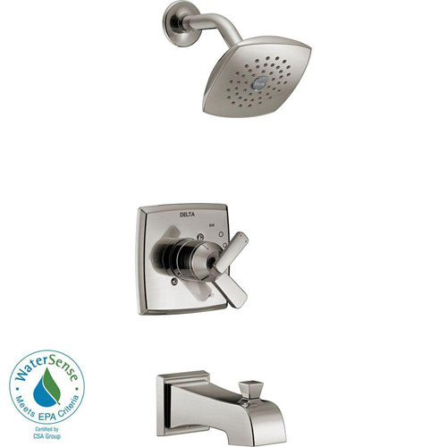 Qty (1): Delta Ashlyn 1 Handle Pressure Balance Tub and Shower Faucet Trim Kit in Stainless Steel Finish