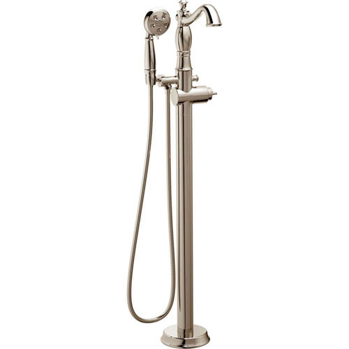 Qty (1): Delta Cassidy 1 Handle Floor Mount Roman Tub Faucet Trim Kit in Polished Nickel