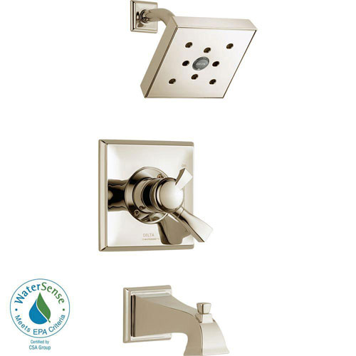 Qty (1): Delta Dryden 1 Handle H2Okinetic Tub and Shower Faucet Trim Kit in Polished Nickel
