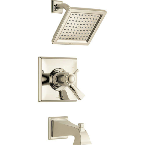 Qty (1): Delta Dryden TempAssure 17T Series 1 Handle Tub and Shower Faucet Trim Kit in Polished Nickel