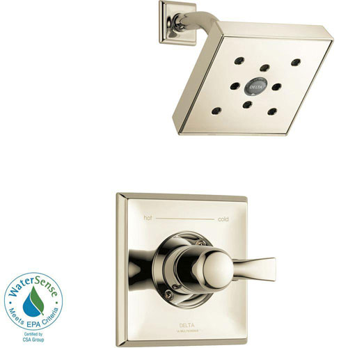 Qty (1): Delta Dryden 1 Handle H2Okinetic 1 Spray Shower Faucet Trim Kit in Polished Nickel
