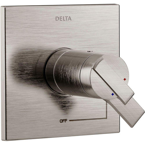 Qty (1): Delta Ara TempAssure 17T Series 1 Handle Volume and Temperature Control Valve Trim Kit in Stainless