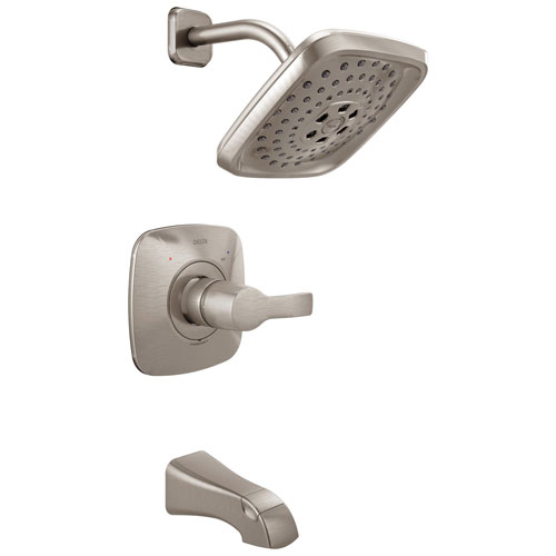 Qty (1): Delta Tesla H2Okinetic 1 Handle Tub and Shower Faucet Trim Kit in Stainless