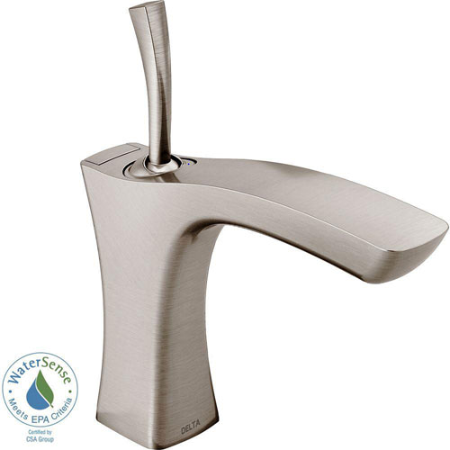 Delta Tesla Single Hole 1-Handle Bathroom Faucet in Stainless with Metal Drain Assembly 718240