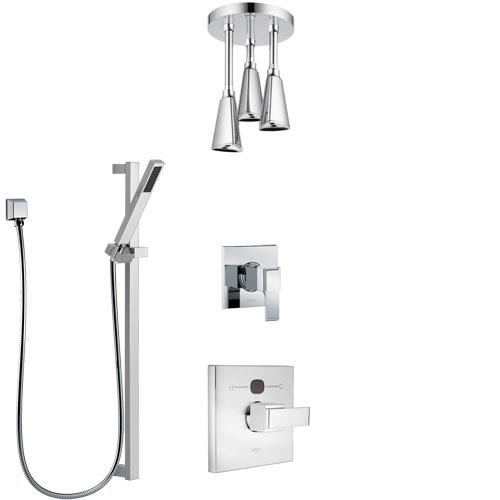 Delta Ara Chrome Finish Shower System with Temp2O Control Handle, 3-Setting Diverter, Ceiling Mount Showerhead, and Hand Shower with Slidebar SS140134