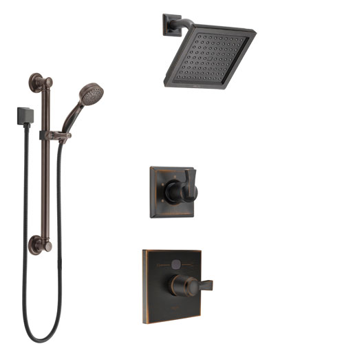 Delta Dryden Venetian Bronze Finish Shower System with Temp2O Control Handle, 3-Setting Diverter, Showerhead, and Hand Shower with Grab Bar SS1401RB3