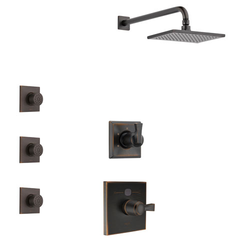 Delta Dryden Venetian Bronze Finish Shower System with Temp2O Control Handle, 3-Setting Diverter, Showerhead, and 3 Body Sprays SS1401RB7