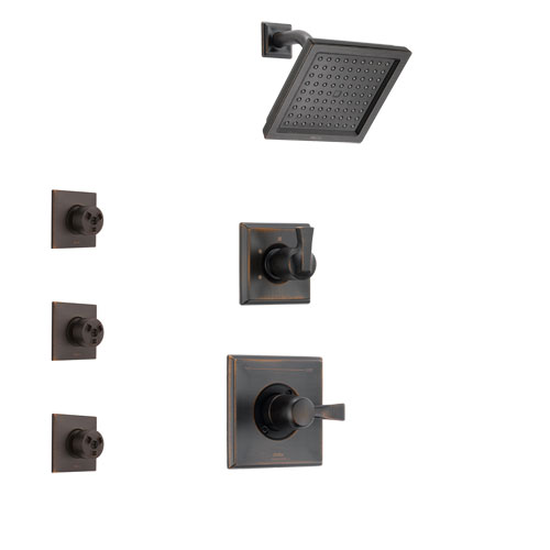 Delta Dryden Venetian Bronze Finish Shower System with Control Handle, 3-Setting Diverter, Showerhead, and 3 Body Sprays SS142511RB1
