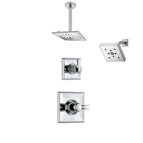 Delta Dryden Chrome Finish Shower System with Control Handle, 3-Setting Diverter, Showerhead, and Ceiling Mount Showerhead SS1425123
