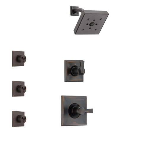 Delta Dryden Venetian Bronze Finish Shower System with Control Handle, 3-Setting Diverter, Showerhead, and 3 Body Sprays SS142512RB1