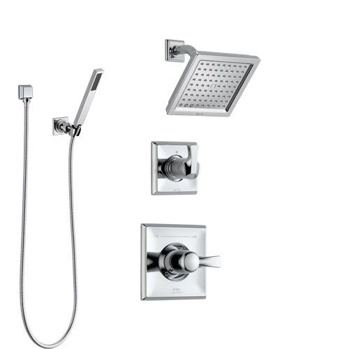 Delta Dryden Chrome Finish Shower System with Control Handle, 3-Setting Diverter, Showerhead, and Hand Shower with Wall Bracket SS1425131