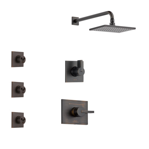Delta Vero Venetian Bronze Finish Shower System with Control Handle, 3-Setting Diverter, Showerhead, and 3 Body Sprays SS142531RB2