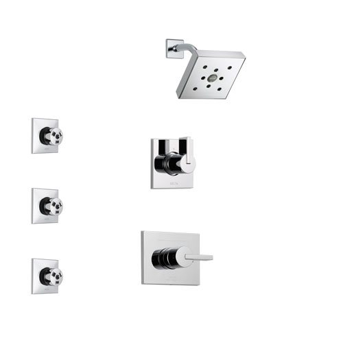 Delta Vero Chrome Finish Shower System with Control Handle, 3-Setting Diverter, Showerhead, and 3 Body Sprays SS1425322