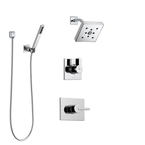 Delta Vero Chrome Finish Shower System with Control Handle, 3-Setting Diverter, Showerhead, and Hand Shower with Wall Bracket SS1425324
