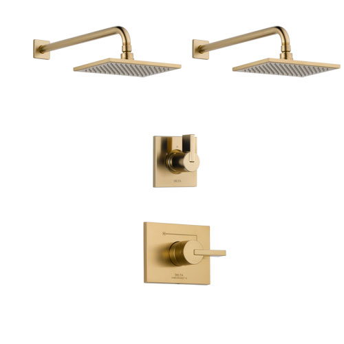 Delta Vero Champagne Bronze Finish Shower System with Control Handle, 3-Setting Diverter, 2 Showerheads SS14253CZ4
