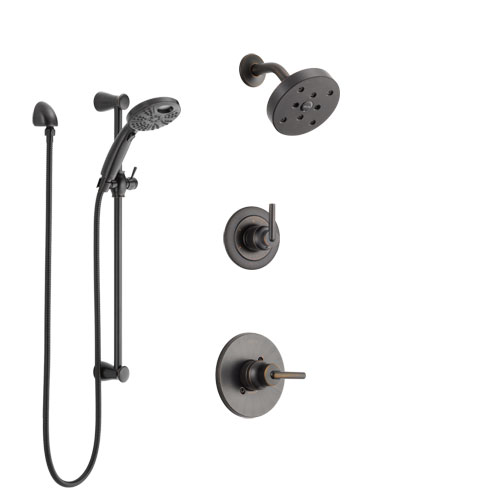 Delta Trinsic Venetian Bronze Finish Shower System with Control Handle, 3-Setting Diverter, Showerhead, & Temp2O Hand Shower with Slidebar SS14259RB4