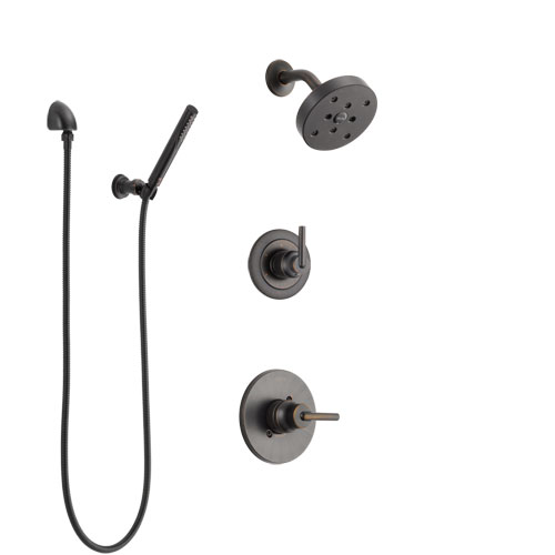 Delta Trinsic Venetian Bronze Finish Shower System with Control Handle, 3-Setting Diverter, Showerhead, and Hand Shower with Wall Bracket SS14259RB5