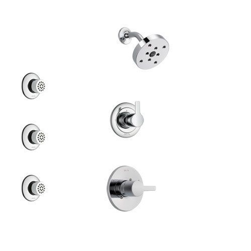 Delta Compel Chrome Finish Shower System with Control Handle, 3-Setting Diverter, Showerhead, and 3 Body Sprays SS1426111
