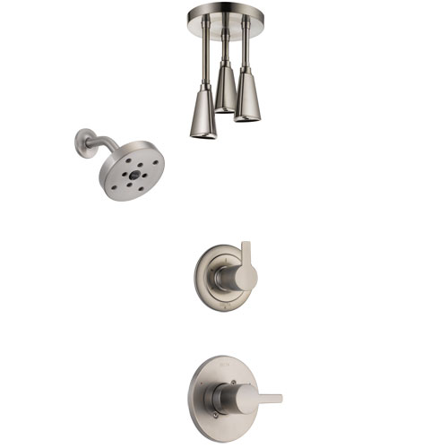 Delta Compel Stainless Steel Finish Shower System with Control Handle, 3-Setting Diverter, Showerhead, and Ceiling Mount Showerhead SS142611SS6