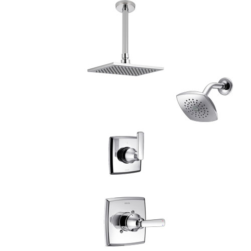 Delta Ashlyn Chrome Finish Shower System with Control Handle, 3-Setting Diverter, Showerhead, and Ceiling Mount Showerhead SS1426413