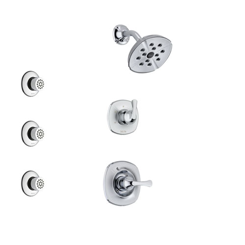 Delta Addison Chrome Finish Shower System with Control Handle, 3-Setting Diverter, Showerhead, and 3 Body Sprays SS1429211